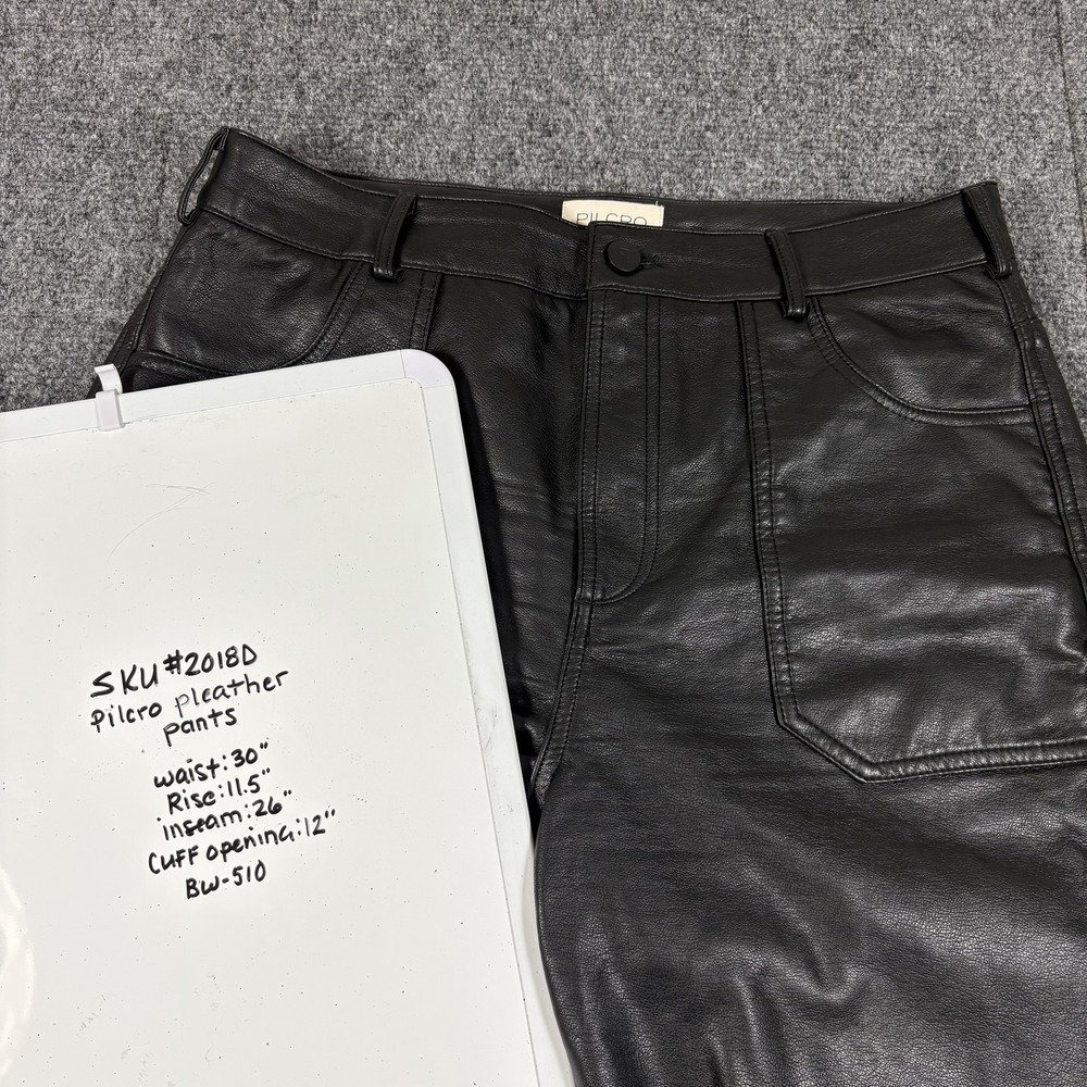 Pilcro Anthropologie Wide Leg Faux Leather Pants Black Women's Size 30P (30x26) - Picture 13 of 13